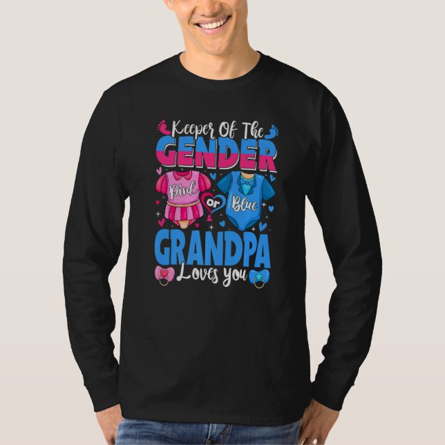 Camiseta Keeper Of Gender Grandpa Loves You Pink Or Blue Ba (Frente)