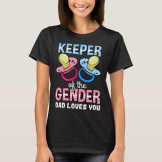 Camiseta Keeper Of The Gender Dad Loves You Baby Shower Boy
