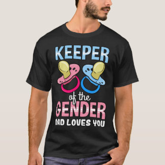 Camiseta Keeper Of The Gender Dad Loves You Baby Shower Boy