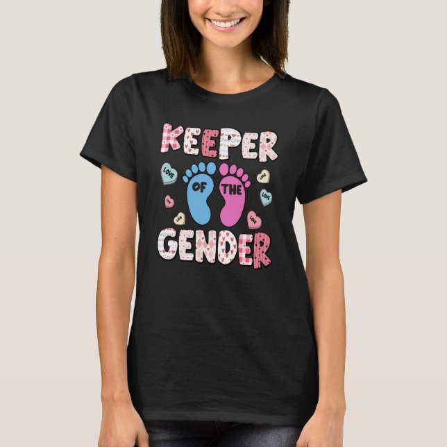 Camiseta Keeper Of The Gender Reveal Baby Pregnancy Valenti (Frente)