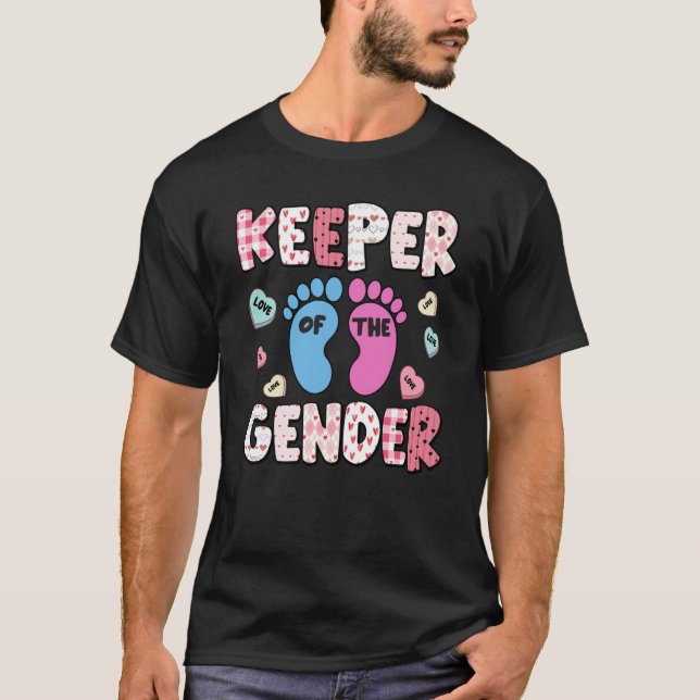 Camiseta Keeper Of The Gender Reveal Baby Pregnancy Valenti (Frente)