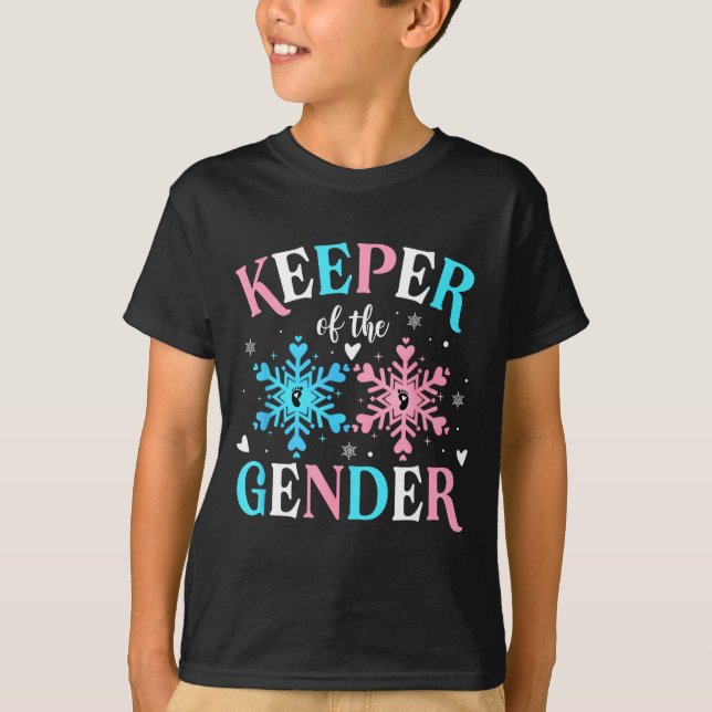 Camiseta Keeper Of The Gender Reveal Baby Snowflake Nk Or B (Frente)