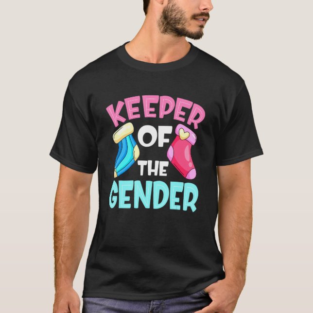 Camiseta Keeper Of The Gender Reveal Baby Sock  Pink Blue (Frente)