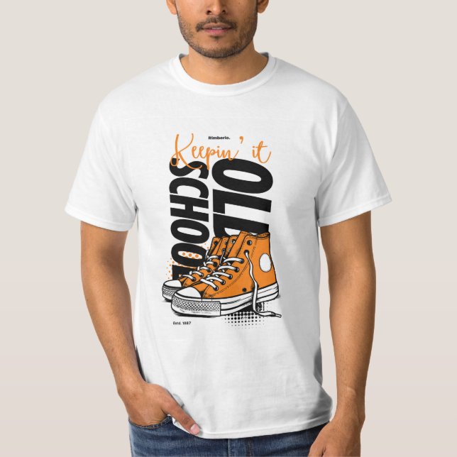Camiseta Keepin’ It Old School – Laranja Retrô (Frente)