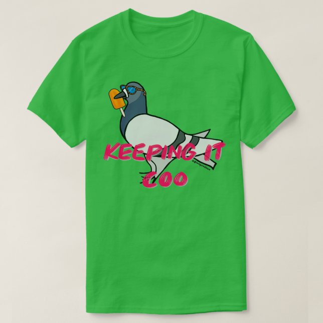 Camiseta Keeping It Coo Fred the Pigeon Summer Illustration (Frente do Design)