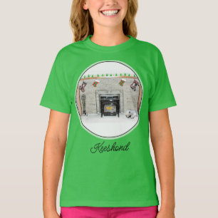 Camiseta Keeshond Christmas Puppy Dog by Lareira Painting