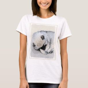 Camiseta Keeshond Dormindo Puppy Pintura Original