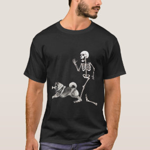 Camiseta Keeshond e Esqueleto Engraçados de Halloween