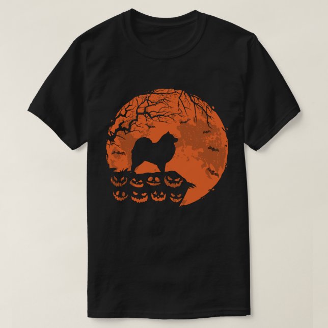Camiseta Keeshond E Moon Halloween Dog Dover Gift (Frente do Design)