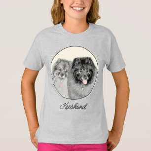 Camiseta Keeshond Graphics Keeshond Mãe e Filho