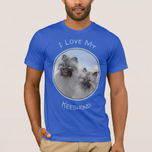 Camiseta Keeshond Pair de Kees pintando Arte Animal Origina