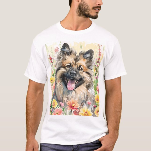 Camiseta Keeshond Watercolor Men's T-Shirt (Frente)