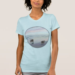 Camiseta Keeshonds na Arte de Cão de Pintura em Seashore