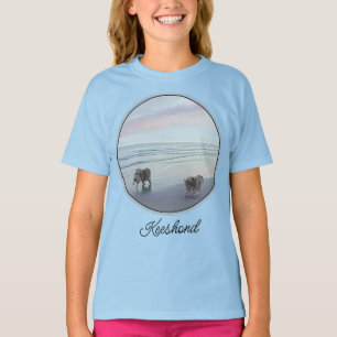 Camiseta Keeshonds na Arte de Cão de Pintura em Seashore