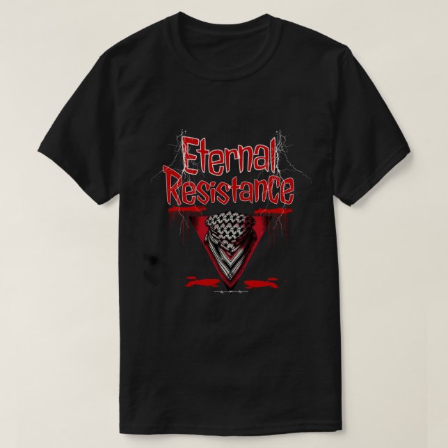 Camiseta Keffiyeh do Triângulo Vermelho Invertido (Frente do Design)