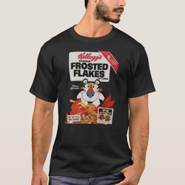 Camiseta Kellogg's Frosted Flakes 1980's Cereal Box Tony th (Frente)