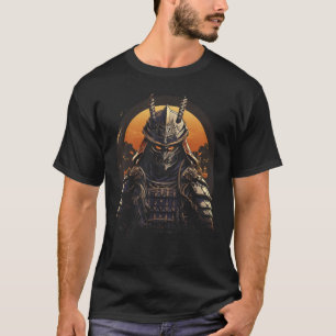 Camiseta Kendo Warrior Japan Mask Sunset Art Japonês