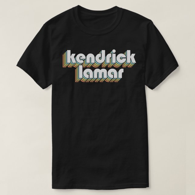 Camiseta Kendrick Lamar Retro Rainbow Typografia Desbotou S (Frente do Design)
