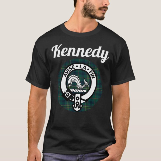 Camiseta Kennedy Clan Scottish Name Casaco De Arms Tartan (Frente)