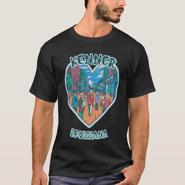 Camiseta Kenner In Louisiana Travel Souvenir Heart (Frente)