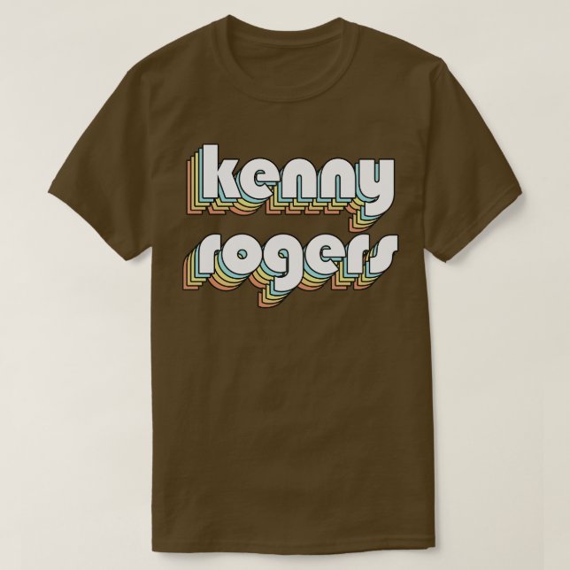 Camiseta Kenny Rogers Retro Rainbow Tipografia Estilo Desva (Frente do Design)