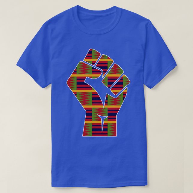 Camiseta Kente Cloth Blac Power Fist (Frente do Design)