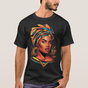 Camiseta Kente Cloth Head Enrola Linda Negra Afro Mulher E