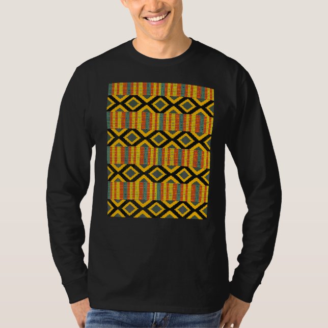 Camiseta Kente Cloth Impressão da África Tribal Kente Artw (Frente)