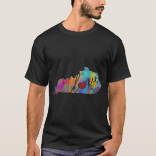 Camiseta Kentucky KY Amor Um Mapa Colorido do Estado em Aqu