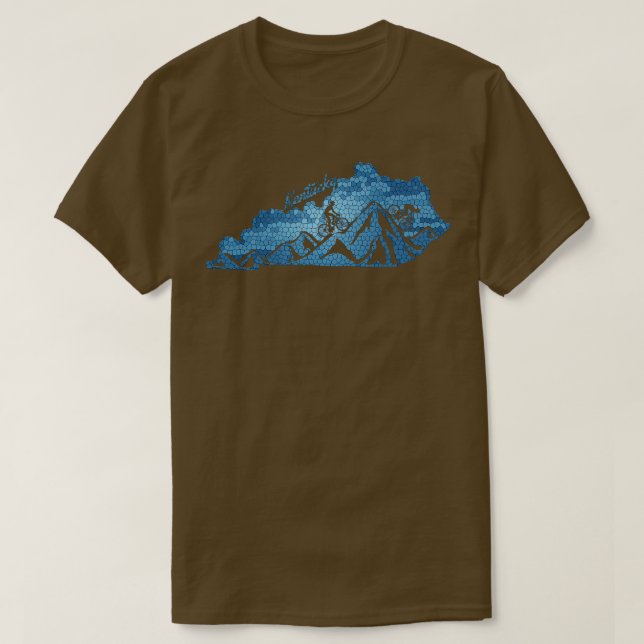 Camiseta Kentucky Mountain Biking Blues State Outline Bike (Frente do Design)