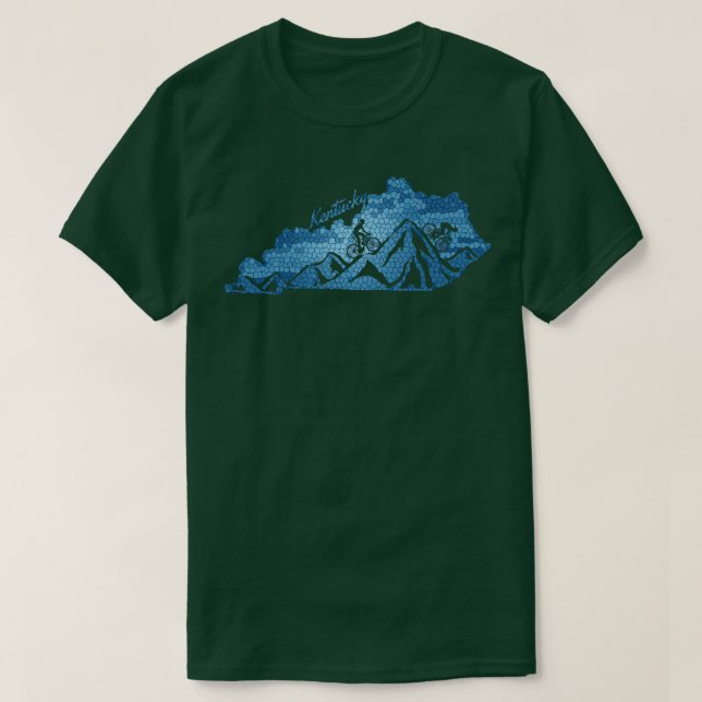 Camiseta Kentucky Mountain Biking Blues State Outline Bike (Frente do Design)