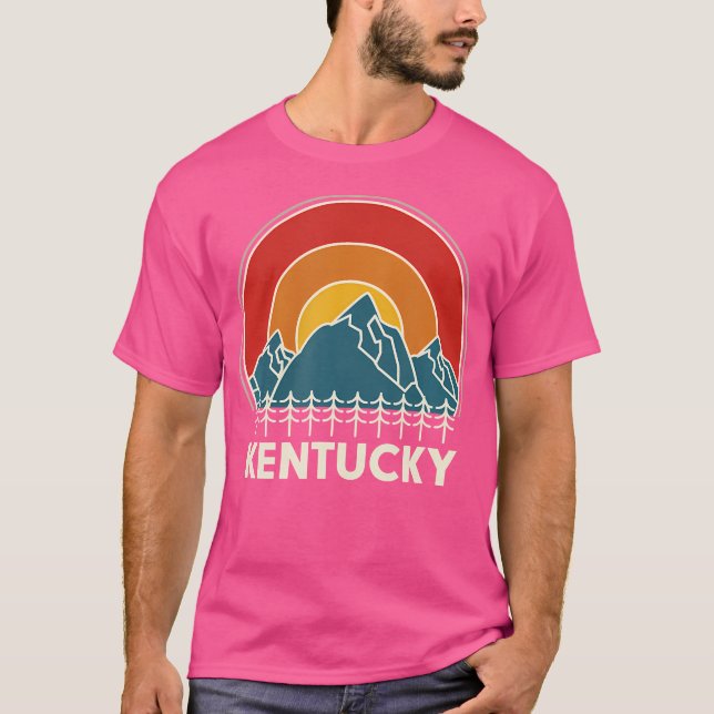 Camiseta Kentucky Souvenir Caminhando Montanhas Sunset Vint (Frente)