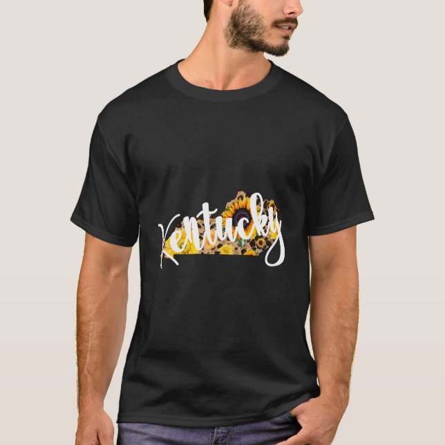 Camiseta Kentucky Sunflower Leopard Print Wildflower State (Frente)