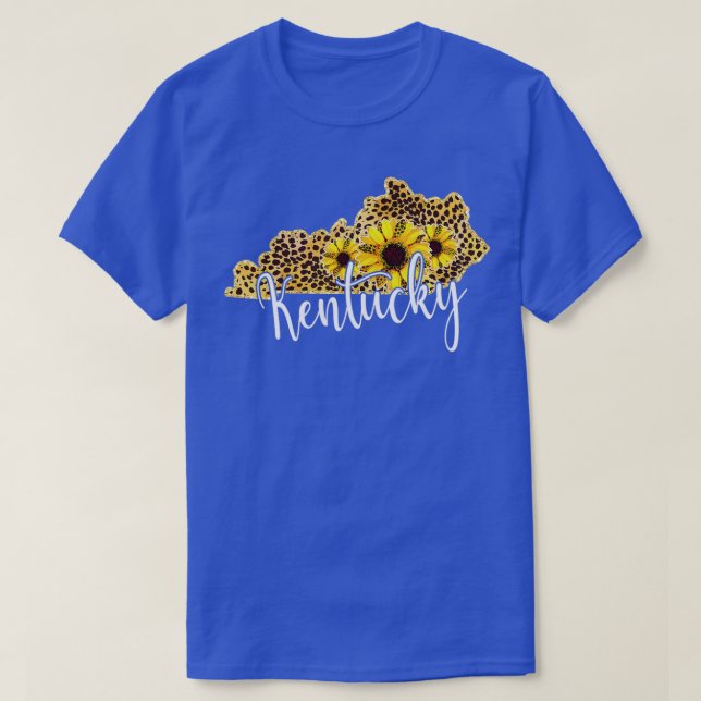 Camiseta Kentucky Sunflower Leopard State Map  (Frente do Design)