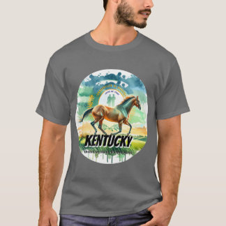 Camiseta Kentucky Thoroughbred Horse State Animal Watercolo
