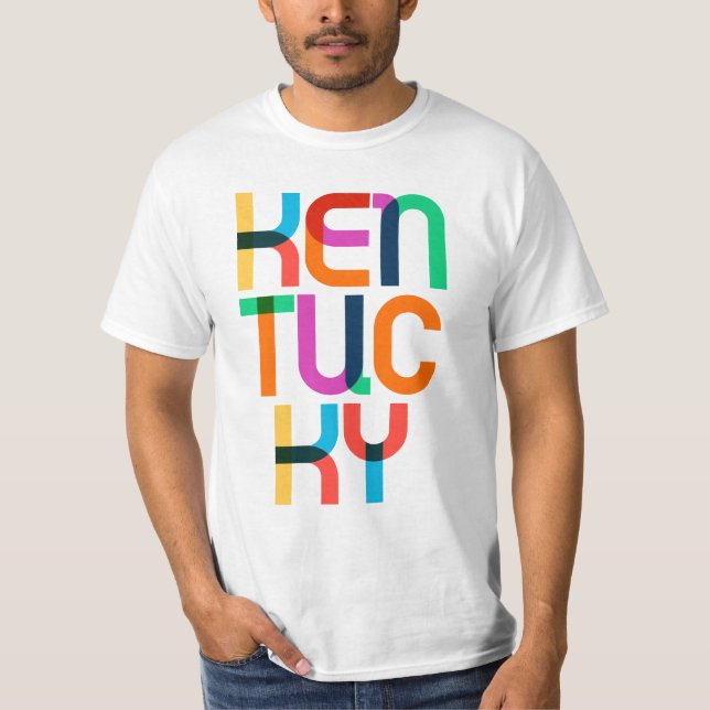 Camiseta Kentucky Vintage Retro Pop Art 80s Colores Arco-Ír (Frente)