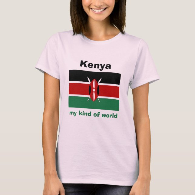 Camiseta Kenya Bandeira + Mapa + Texto (Frente)