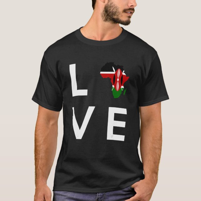 Camiseta Kenya Flag Love Africa Continent Silhouette for Ke (Frente)