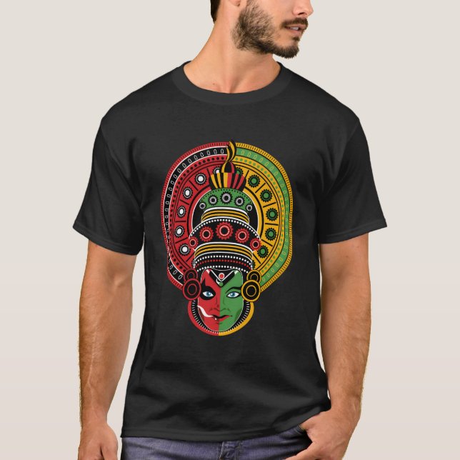Camiseta Kerala Cultura Os Dois Rostos De Theyyam E Kathak (Frente)