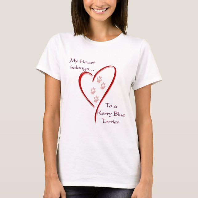 Camiseta Kerry Blue Terrier Heart Pertence (Frente)