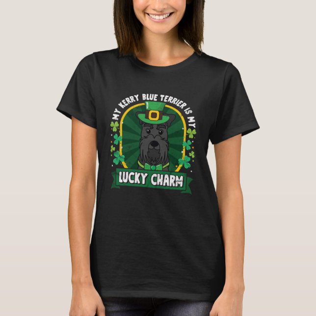 Camiseta Kerry Blue Terrier St Patricks Lucky Charm Mom Dad (Frente)