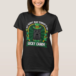 Camiseta Kerry Blue Terrier St Patricks Sortudo Charme Pai