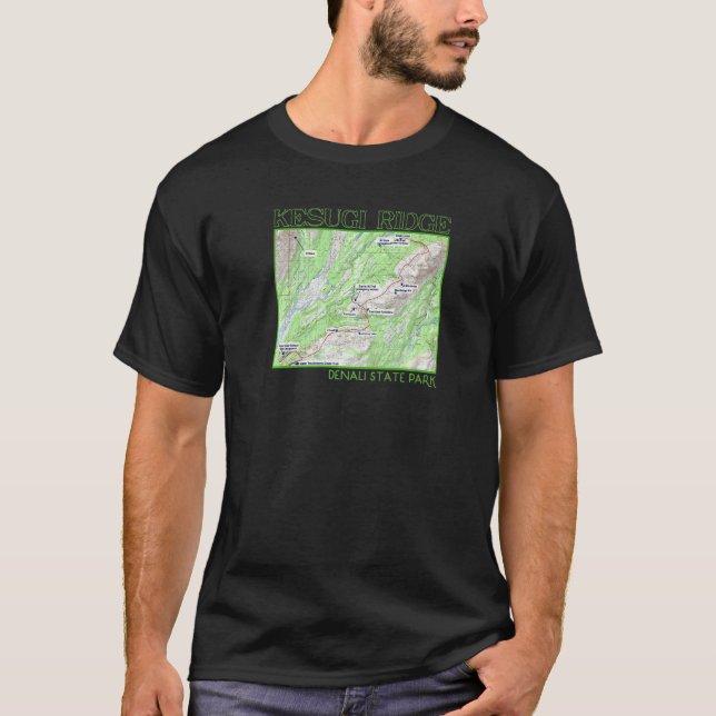 Camiseta Kesugi Ridge Hiking Map Denali State Park Alaska S (Frente)