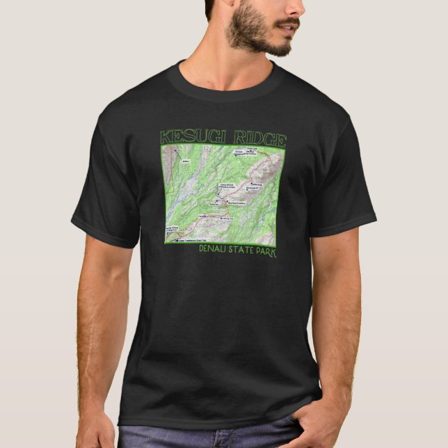 Camiseta Kesugi Ridge Hiking Map Denali State Park Alaska S (Frente)
