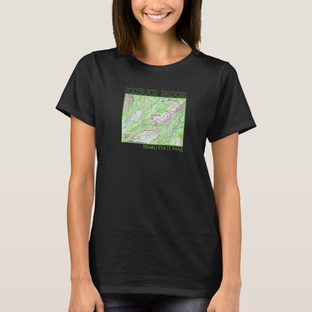 Camiseta Kesugi Ridge Hiking Map Denali State Park Alaska S (Frente)