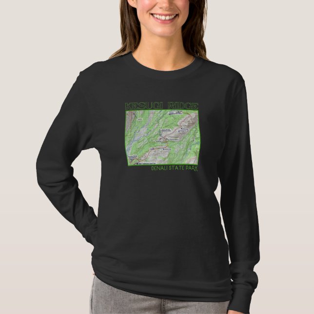 Camiseta Kesugi Ridge Hiking Map Denali State Park Alaska S (Frente)