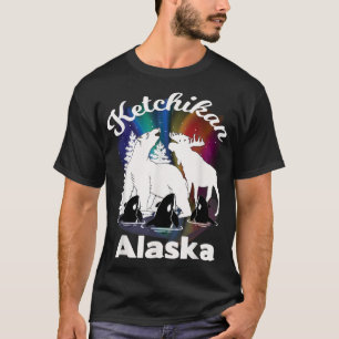 Camiseta Ketchikan Alaska Aurora Borealis Bear Moose Orca S