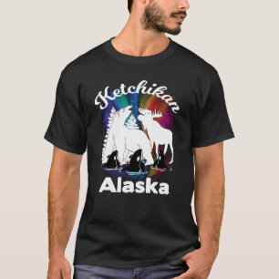 Camiseta Ketchikan Alaska Aurora Borealis Bear Moose Orca S