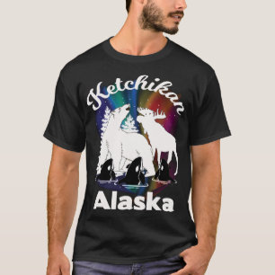 Camiseta Ketchikan Alaska Aurora Borealis Bear Orca Moose S