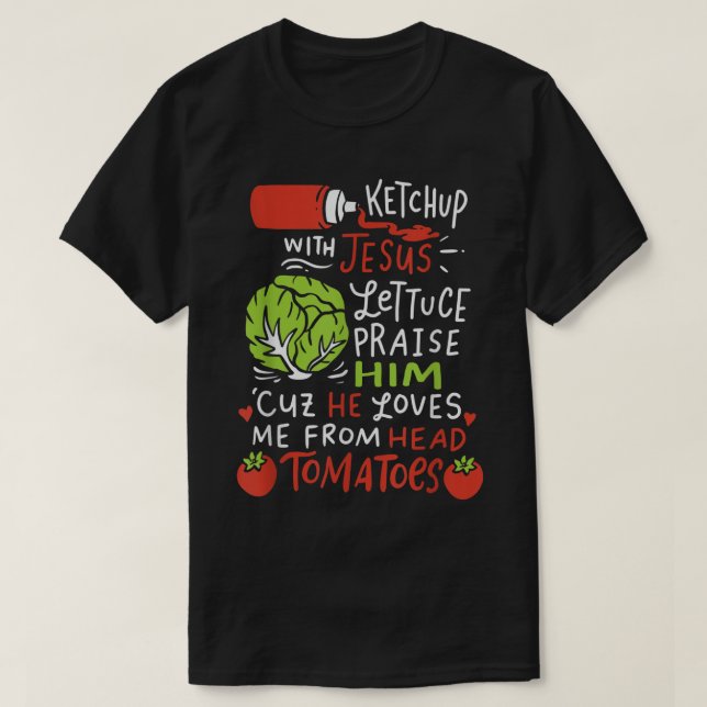 Camiseta Ketchup com Jesus Eu Vegan Jesus Cristo Christian (Frente do Design)